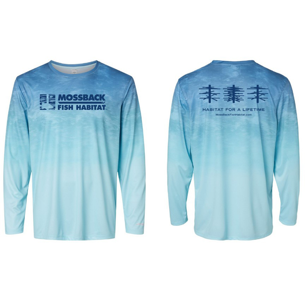 Unisex MossBack Performance Long Sleeve Blue Aqua Fade TShirt ...